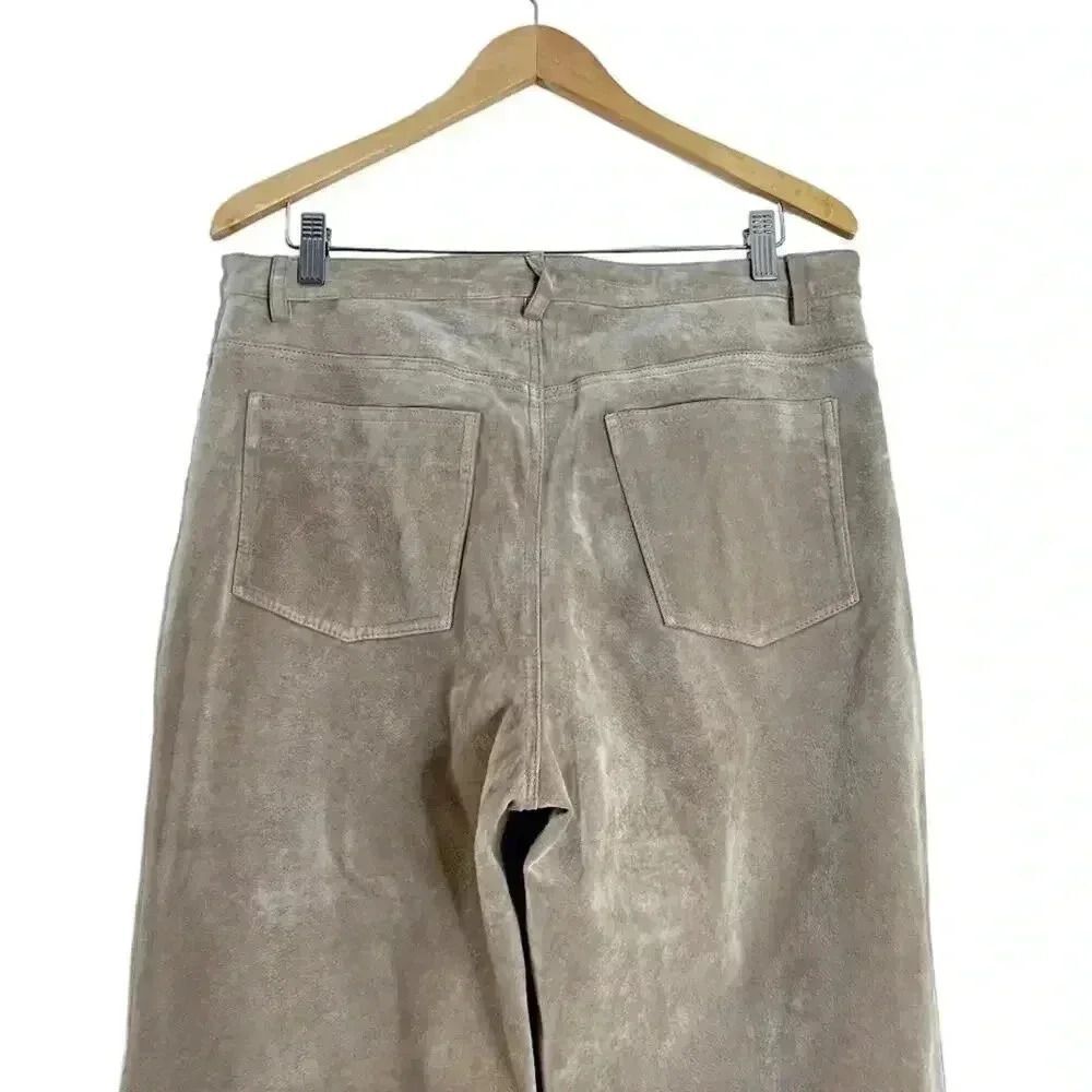 Nordstrom Vintage Tan Suede Leather Straight Leg Pants Women's Size 14 - Picture 5 of 8